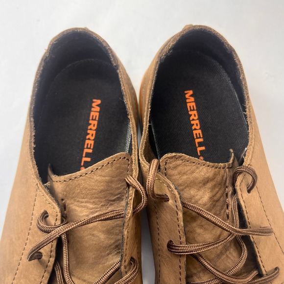 Merrell Downtown Shoe Mens 9 Stone Brown Leather Perforated Casual Light Sneaker - Picture 5 of 12